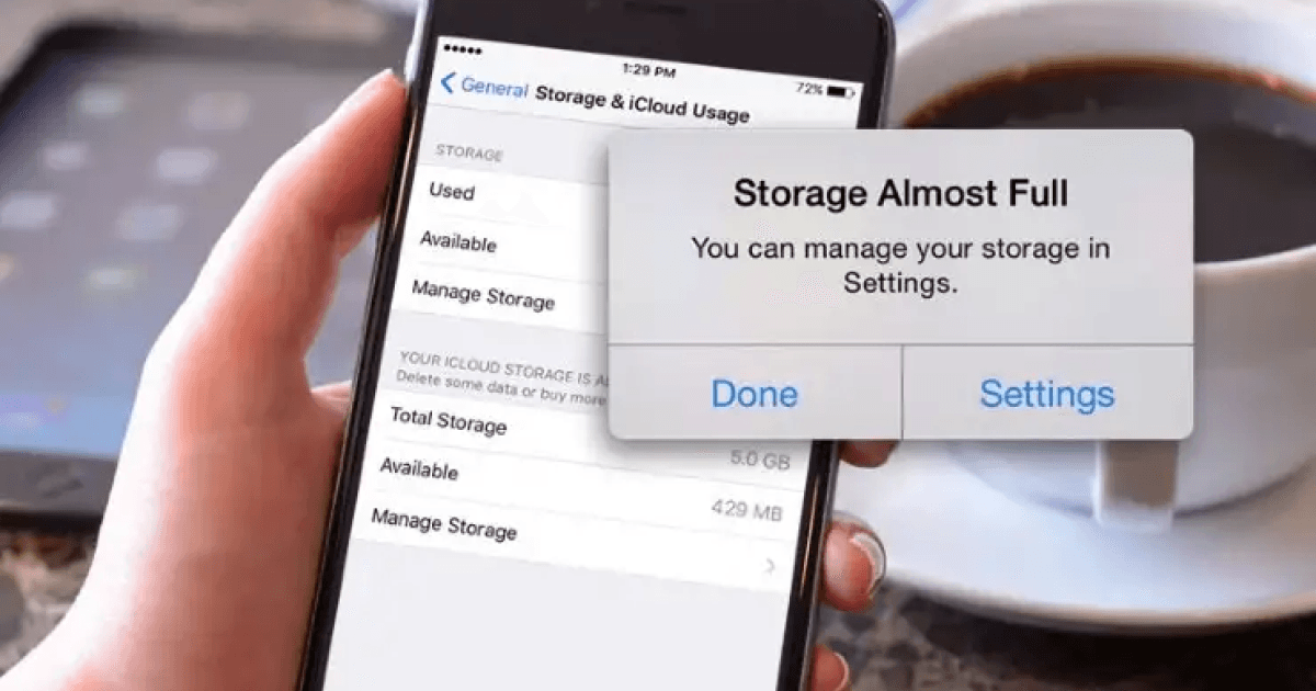 Storage almost full notification on iphone