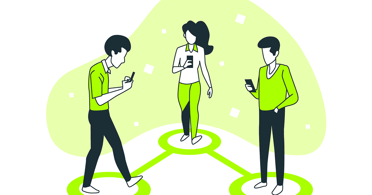 People connecting on their phones via network coverage