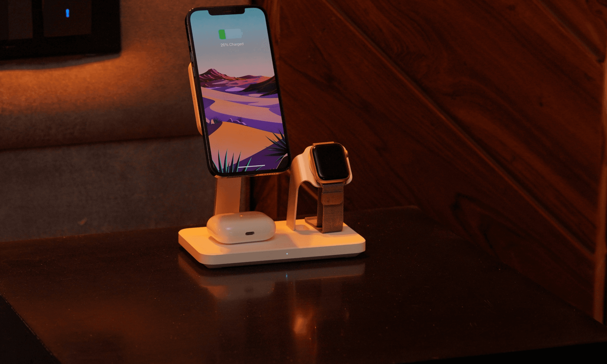 iPhone and Apple smartwatch wireless charging.